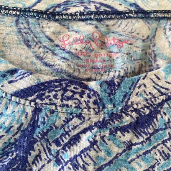 LILLY PULITZER Women's Baby Blue Sea Shell Print TSHIRT Dress Summer Size Small - Picture 6 of 7